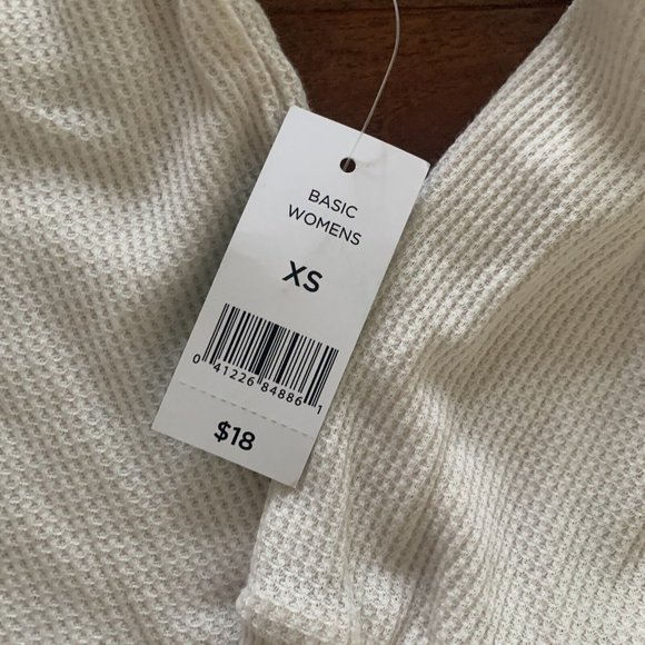 BRAND NEW Dip long sleeve Basic waffle Weave Ivory Henley top size xs thermal - Picture 5 of 12
